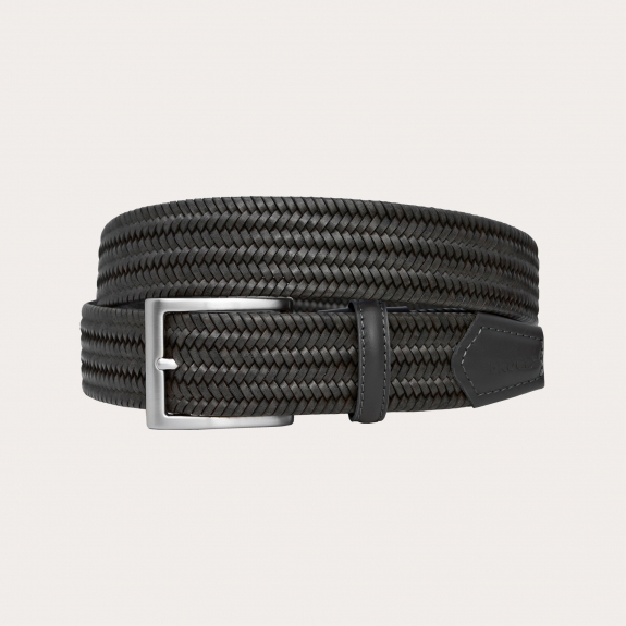 BRUCLE Braided elastic grey belt in regenerated leather