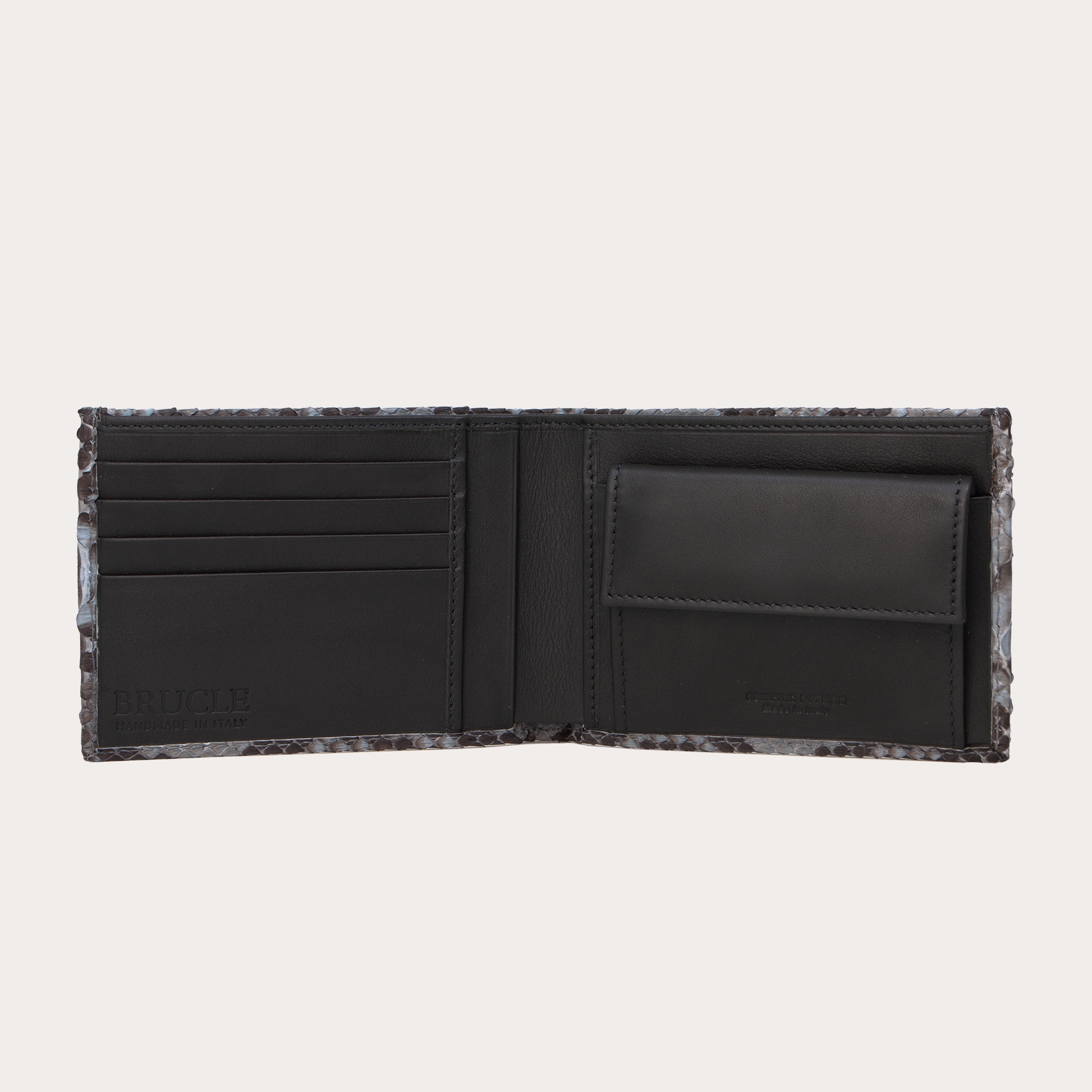 Genuine python bifold wallet with coin purse, dusty blue
