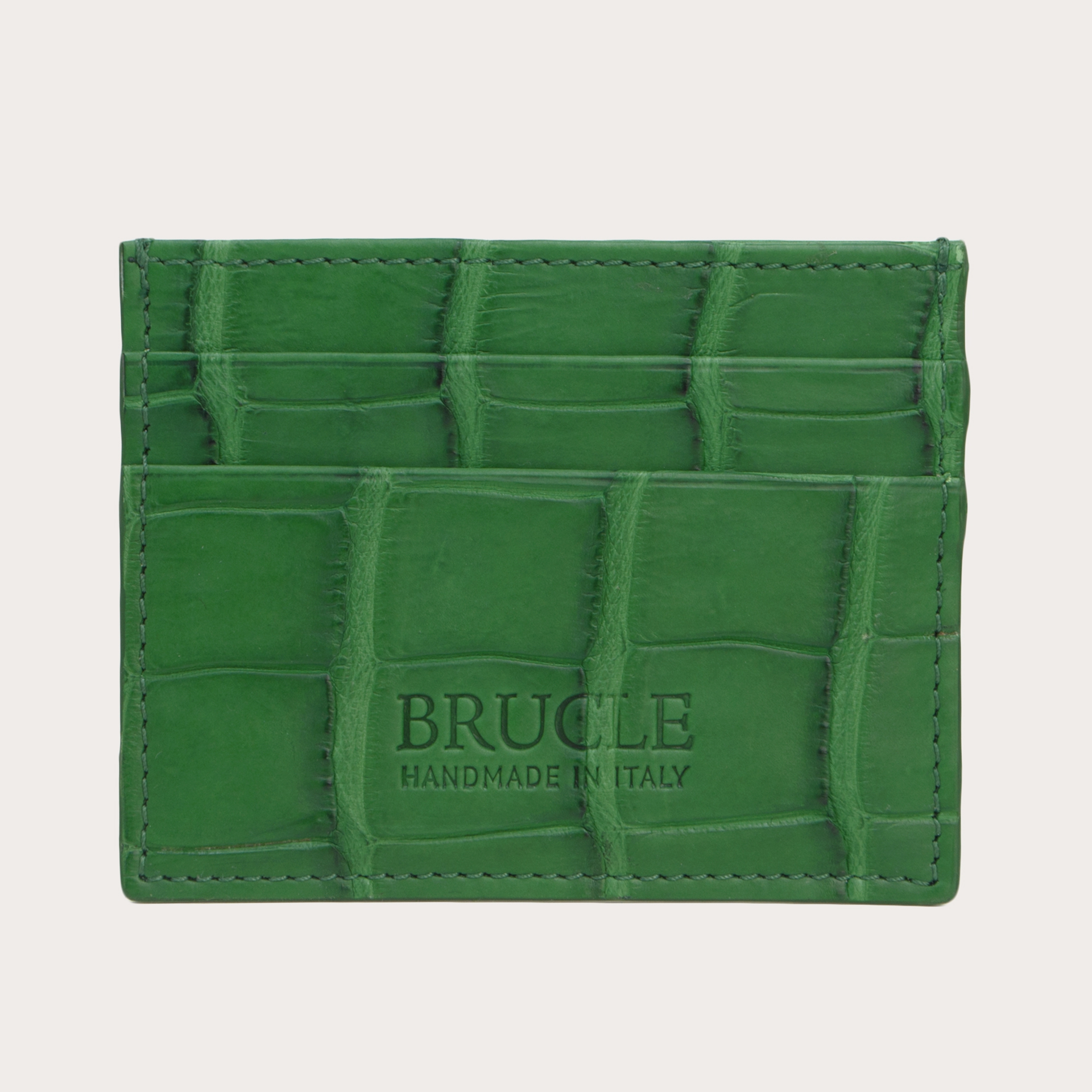 Brucle Kreditkartenetui alligator leder blau grün