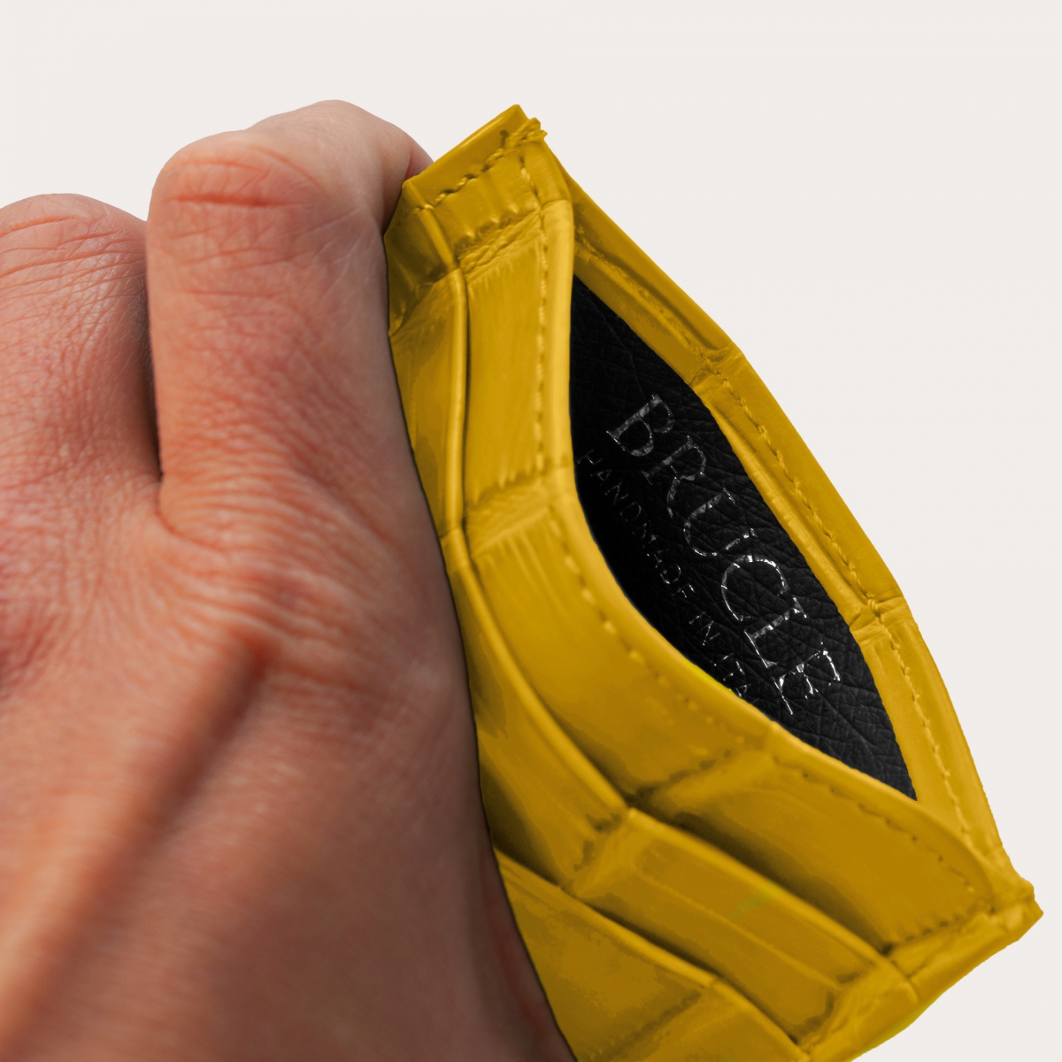 Brucle Kreditkartenetui alligator leder jaune