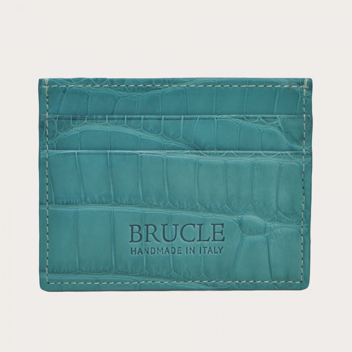 Porte-cartes de crédit en alligator véritable, vert aqua