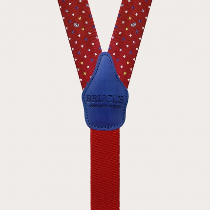 Formal fabric suspenders silk red pattern