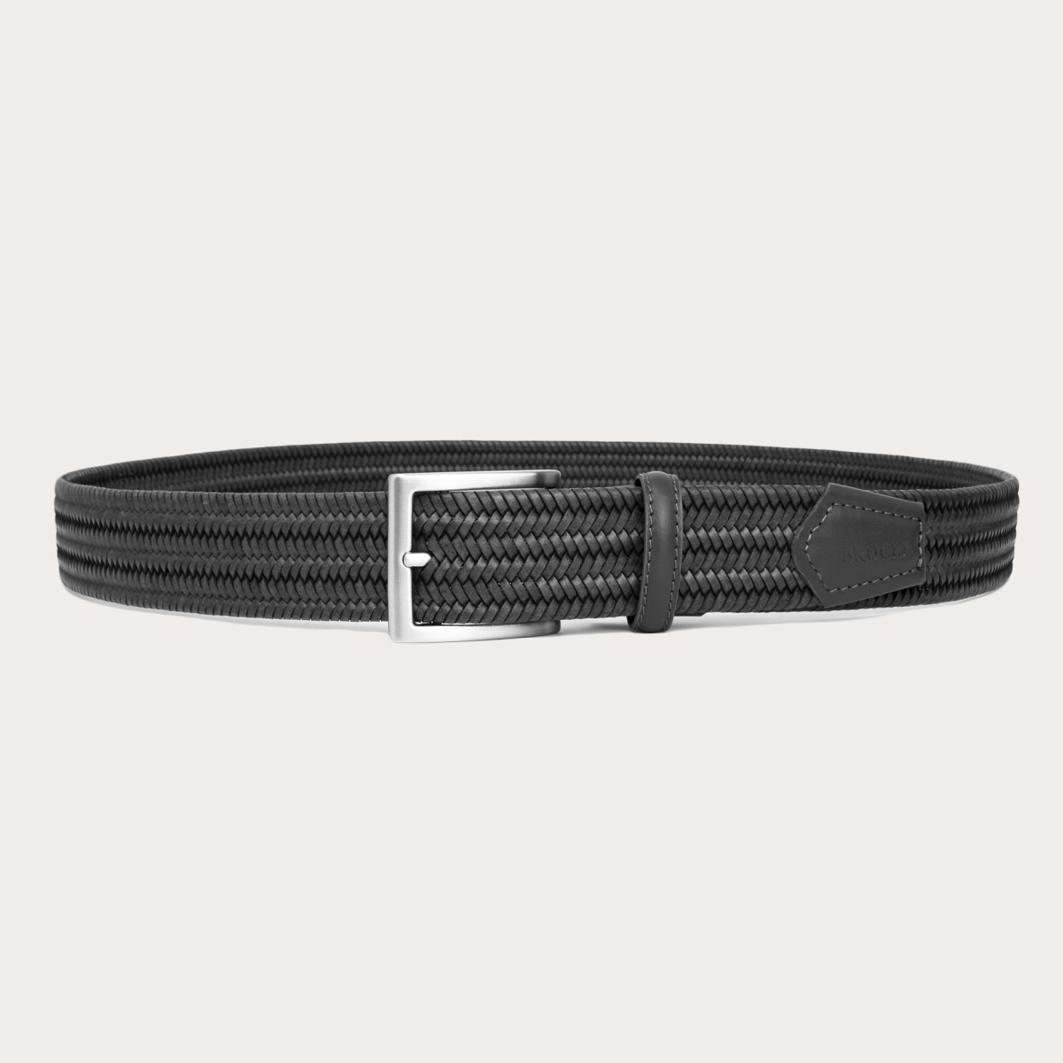 BRUCLE Braided elastic grey belt in regenerated leather