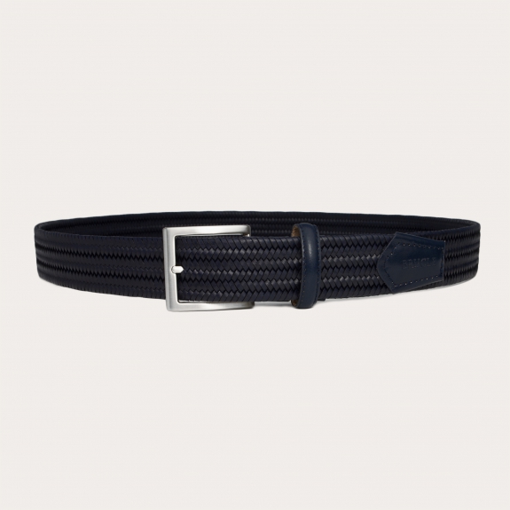 BRUCLE Braided elastic belt in blue bonded leather