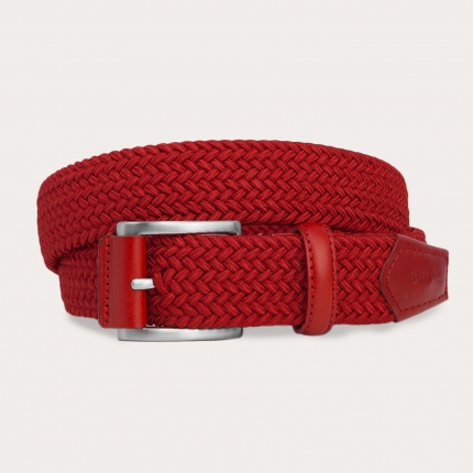Red elastic braided belt