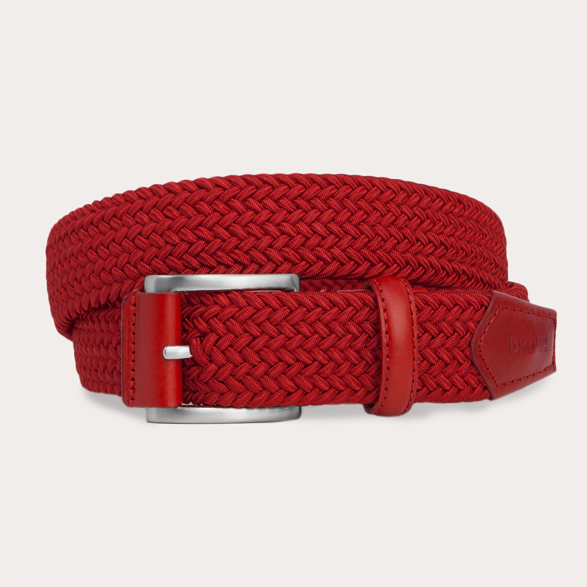 BRUCLE Cinturón trenzado elástico rojo