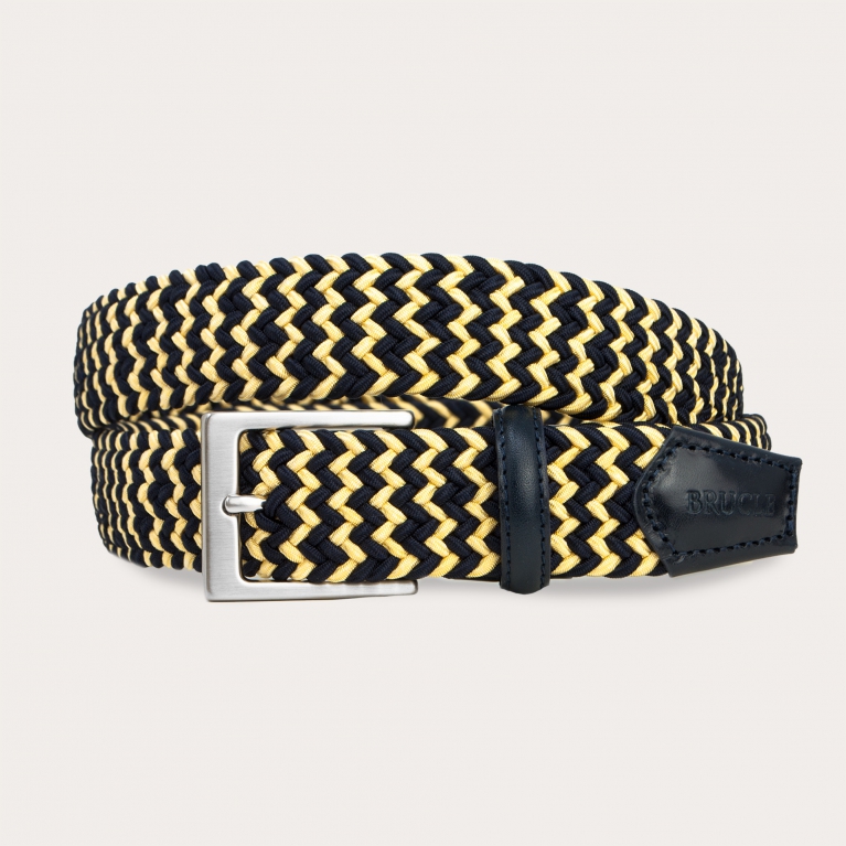 Braided elastic blue and yellow belt