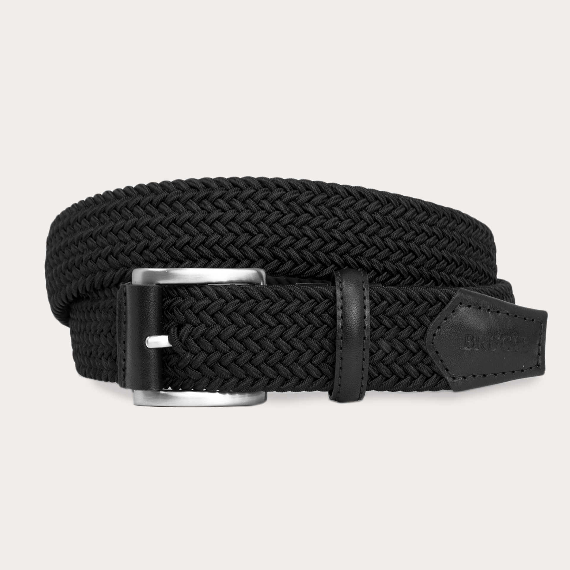 BRUCLE Black elastic braided belt