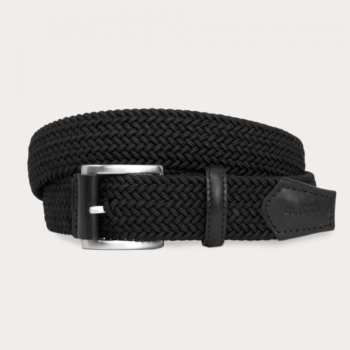 BRUCLE Black elastic braided belt