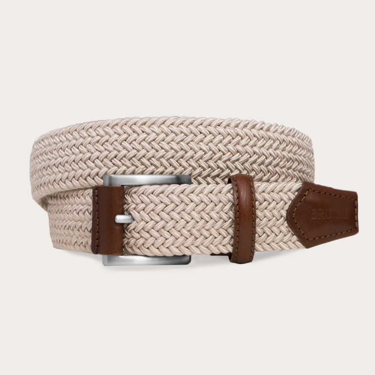 Braided elastic beige belt