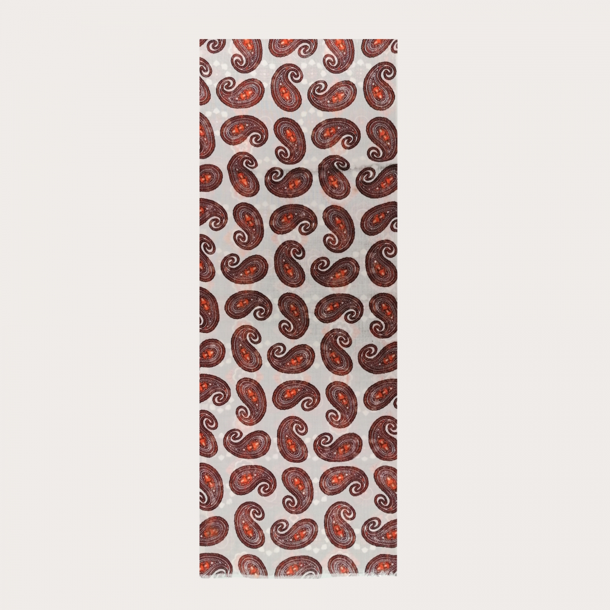 Wollschlauchschal mit Paisley-Motiv, braun und orange