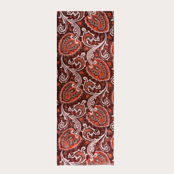 Bufanda de lana tubular con motivo paisley, marrón y naranja