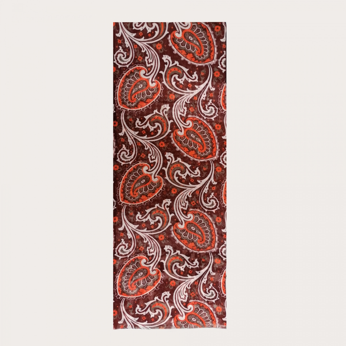 Wollschlauchschal mit Paisley-Motiv, braun und orange