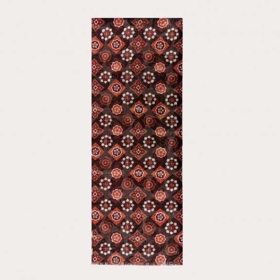 Echarpe tubulaire en laine à motif cachemire, marron et orange