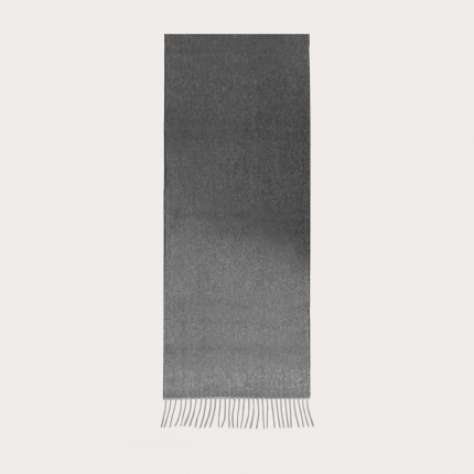 Warm cashmere scarf with fringes, grey and white