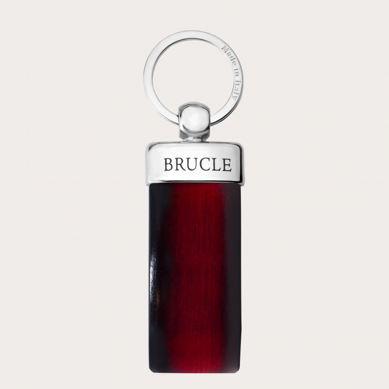 Genuine handbuffered leather keychain red