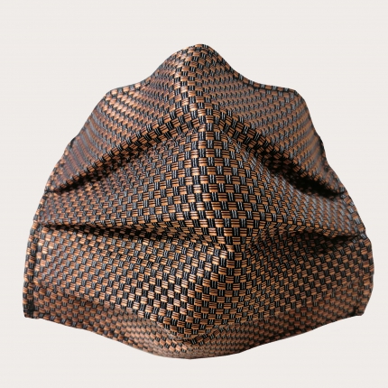 StyleMask Silk filter face mask, black and bronze checked pattern