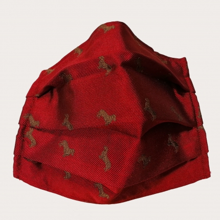 StyleMask Mascarilla con filtro de seda, patrón de perro salchicha rojo
