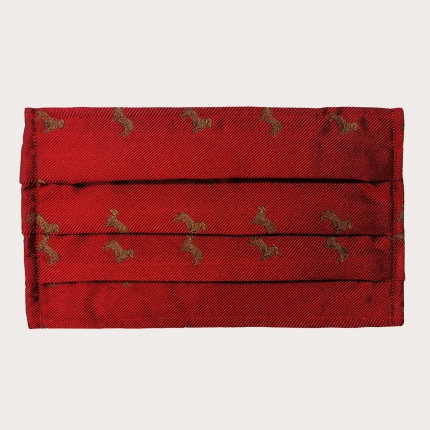 StyleMask Mascarilla con filtro de seda, patrón de perro salchicha rojo