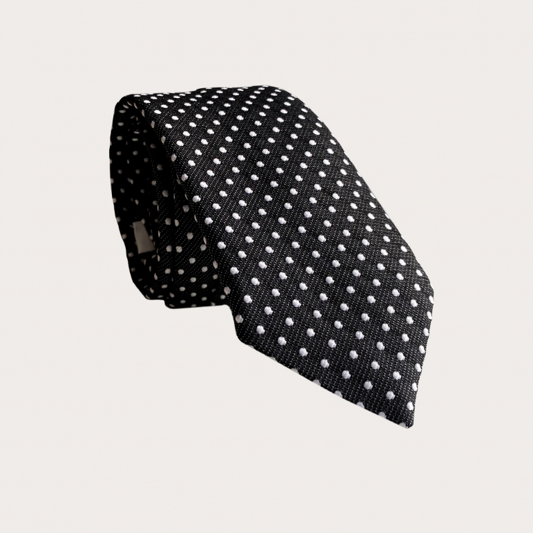 Cravatta classica nera puntaspillo in seta