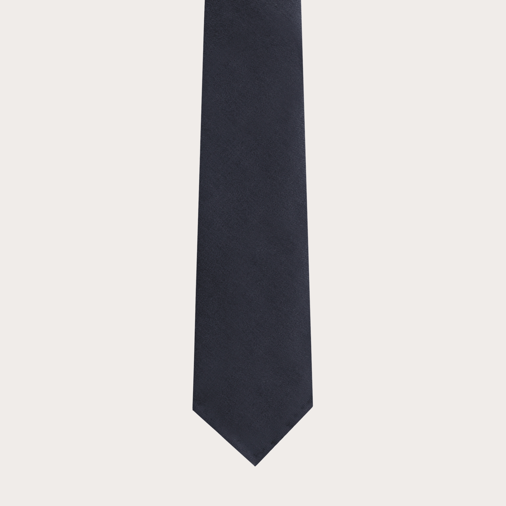Unlined tie in virgin wool and hemp, navy blue