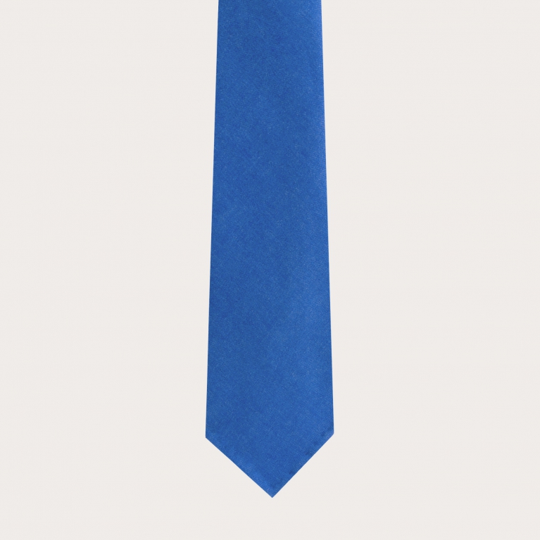 Corbata sin forro en lana virgen y cáñamo, royal blue