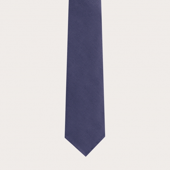 Cravatta sfoderata in lana e canapa, blu denim