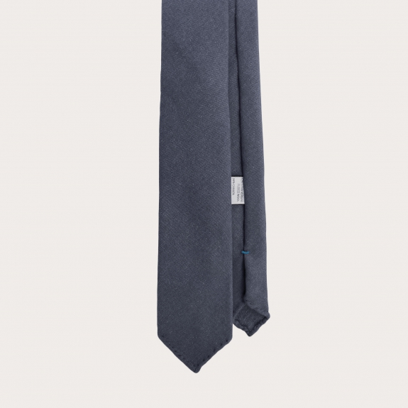 Unlined tie in virgin wool and hemp, dark grey