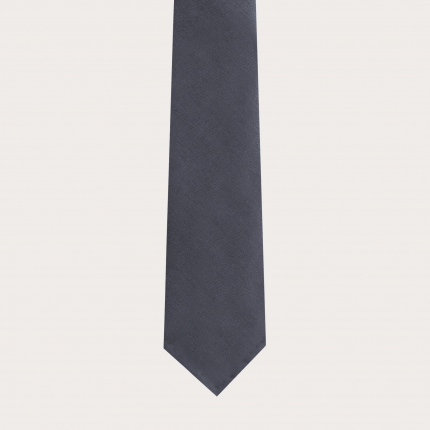 Cravatta sfoderata in lana vergine e canapa, grigio scuro
