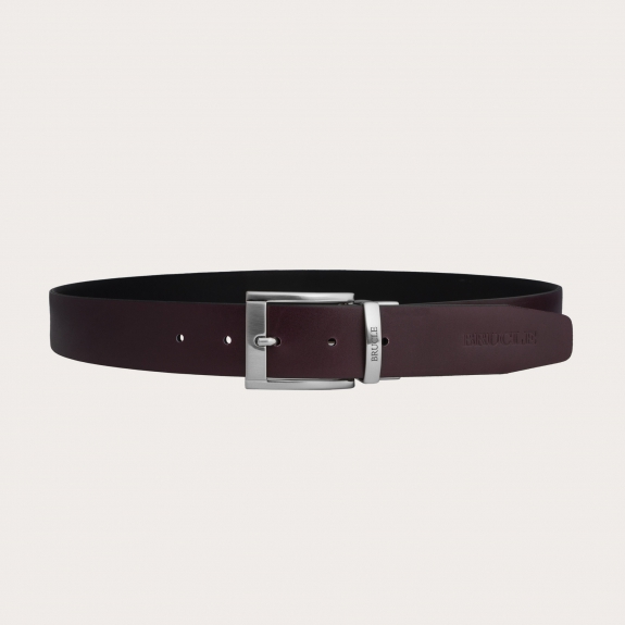 BRUCLE Reversible belt, saffiano black and burgundy