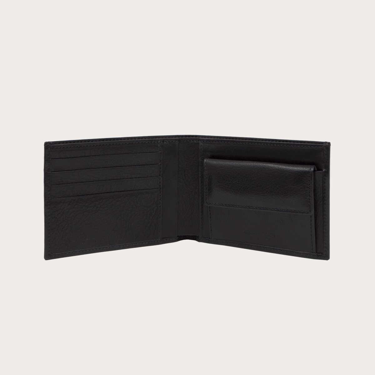 Portefeuille à rabat en cuir avec portemonnaie, noir