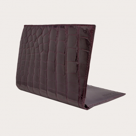 Brucle Portefeuille vertical en cuir croco bordeaux