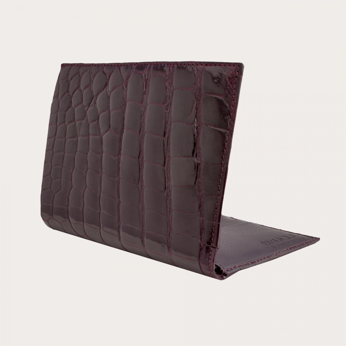 Brucle Portefeuille vertical en cuir croco bordeaux