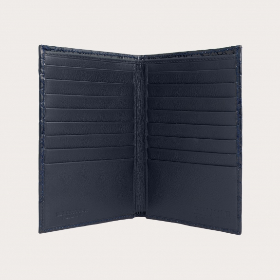 Brucle crocodile vertical wallet blue