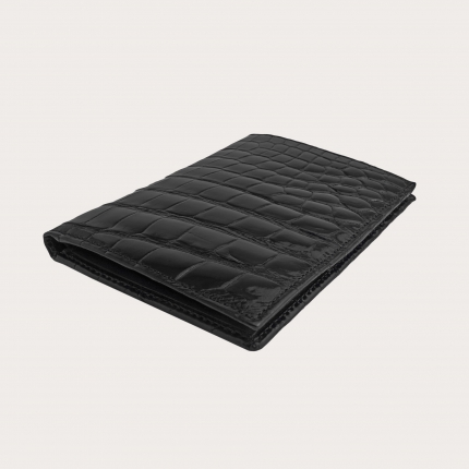 Genuine crocodile leather black vertical wallet