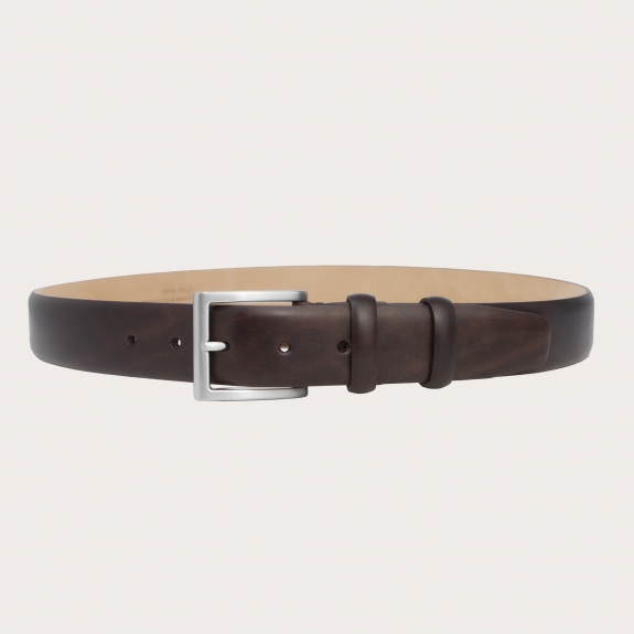 BRUCLE Dark brown buffered leather belt