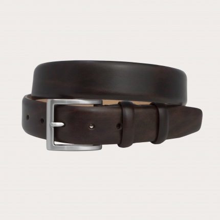 Dark brown buffered leather belt