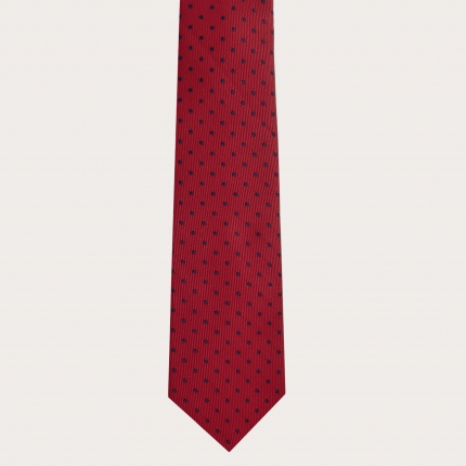Cravatta in seta, rosso con pois blu