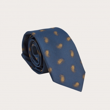 Silk necktie, blue with faded paisley pattern