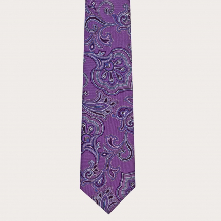 Corbata de seda, estampado de paisley floral morado
