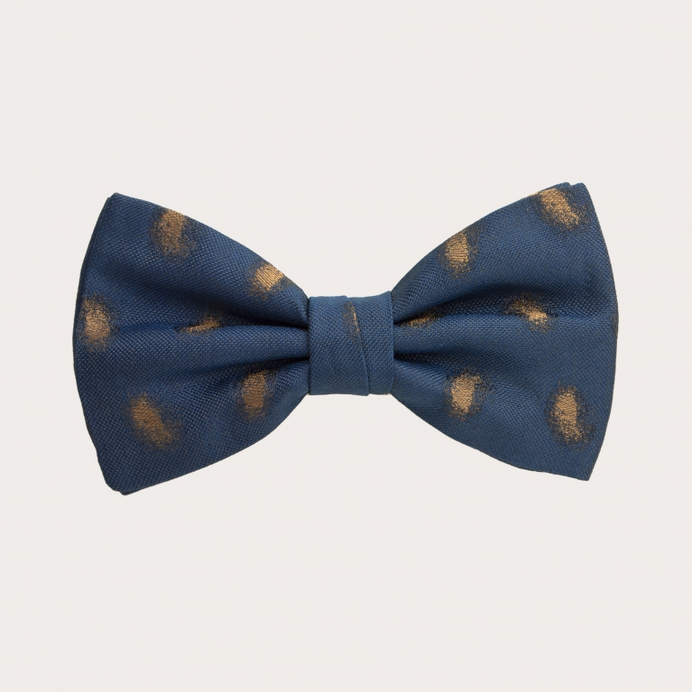 Silk bow tie, blue with faded paisley pattern