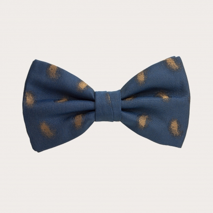 Silk bow tie, blue with faded paisley pattern