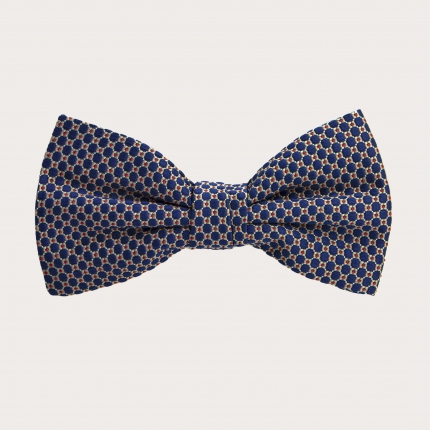 Silk bow tie, jacquard with alternating blue and red polka dot pattern
