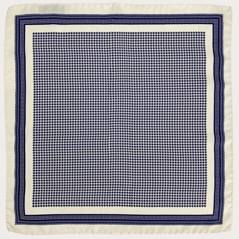 Pocket square printed silk blue