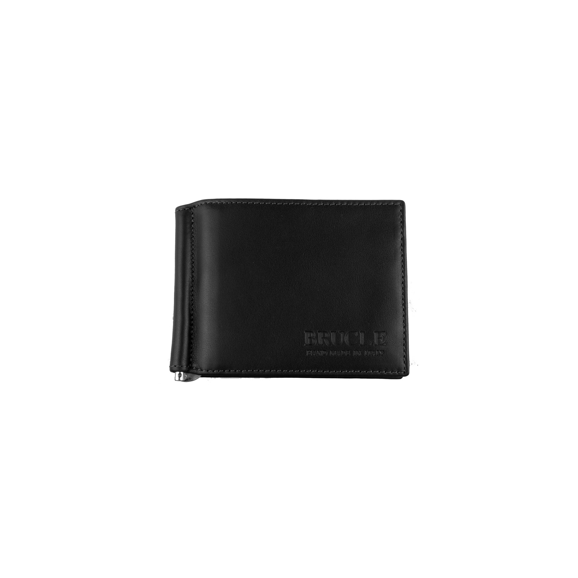 Money clip leather black wallet