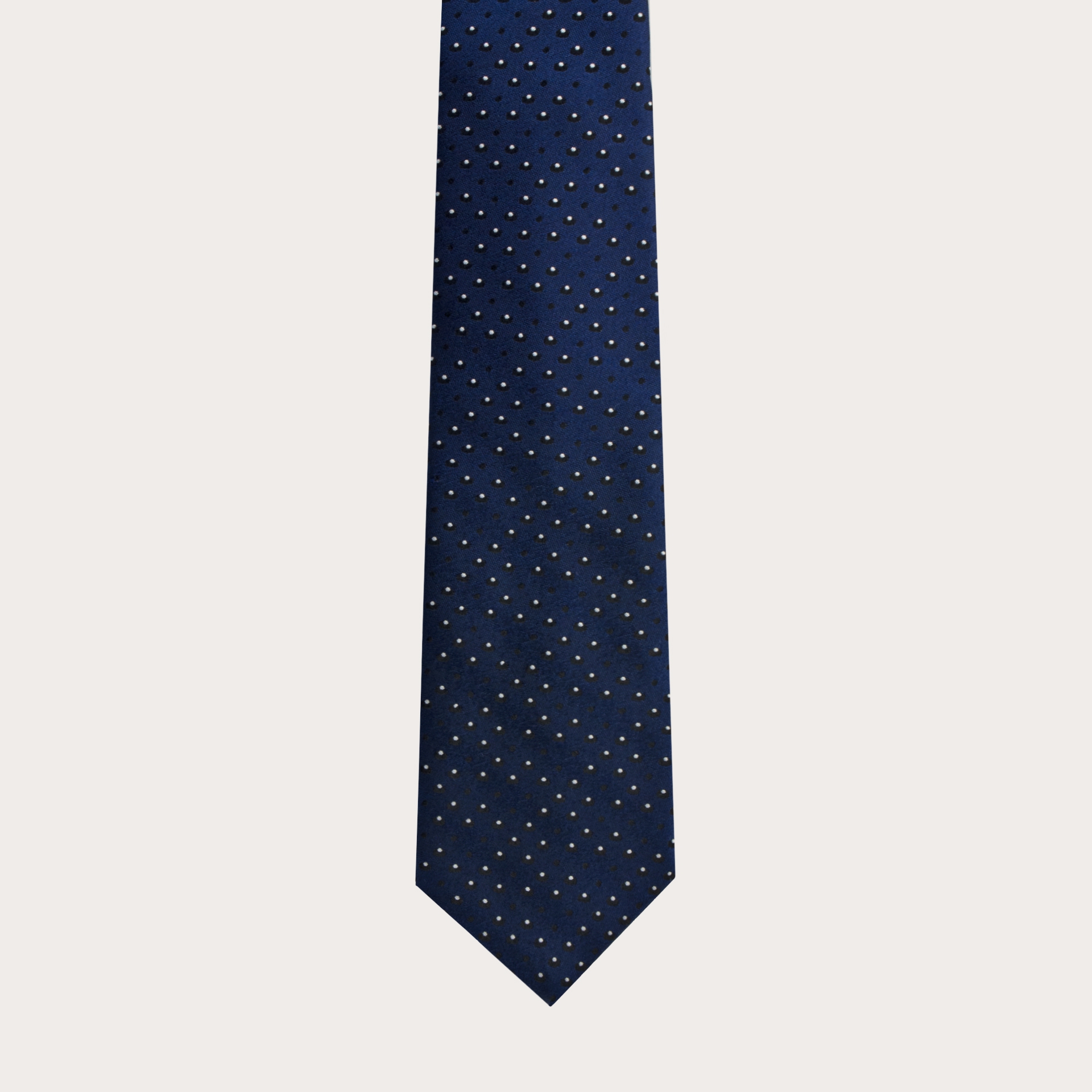 Cravate bleue faux pois en soie jacquard