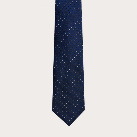 Jacquard silk tie faux dotted blue