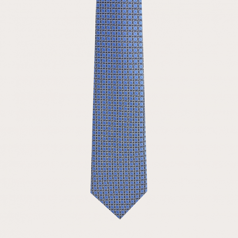 Cravatta azzurra in seta motivo a rombi