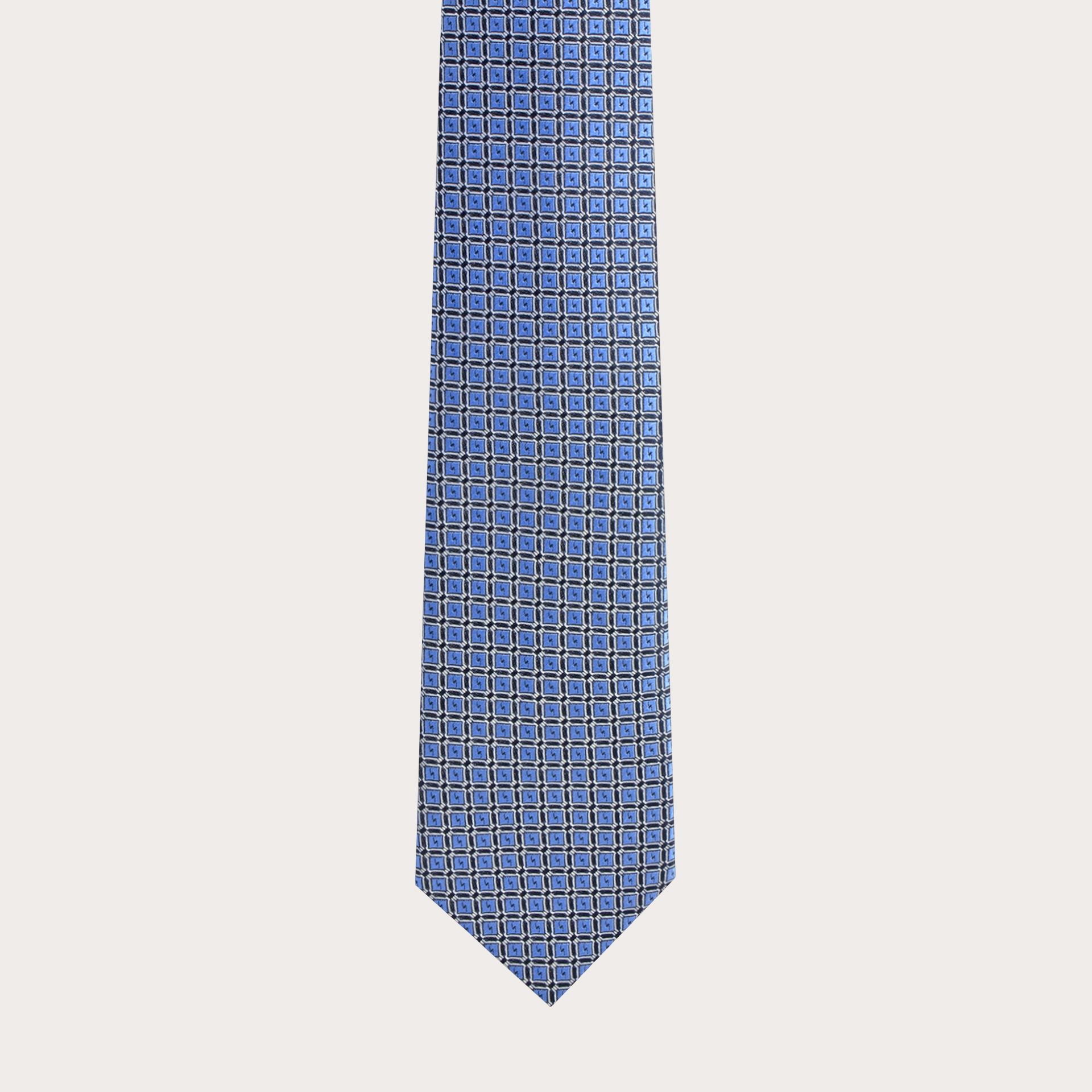 Cravate bleu clair avec motif de carrés