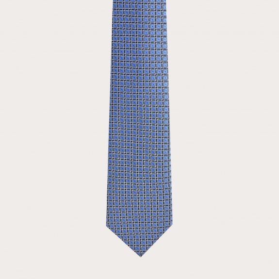BRUCLE necktie light blue with squares pattern, made in italy